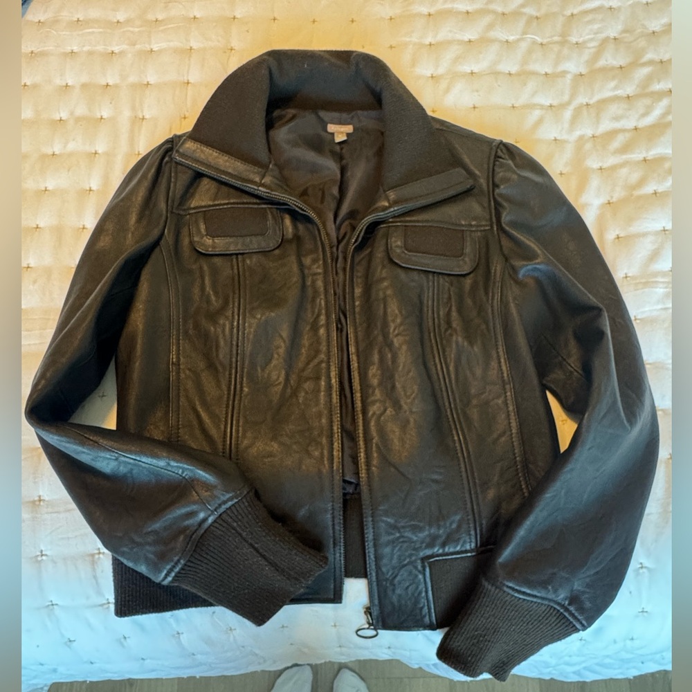 Halogen Olive Leather Jacket